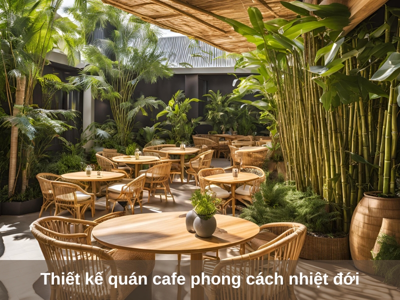 thiet ke quan cafe phong cach nhiet doi