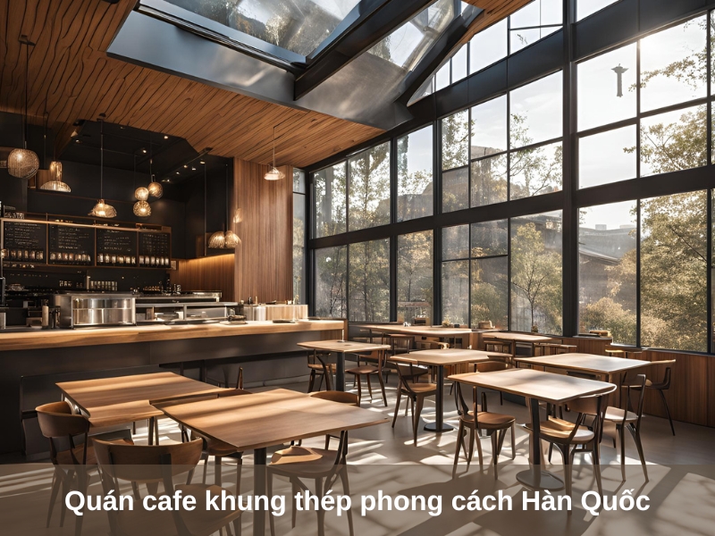 quan cafe khung thep phong cach han quoc