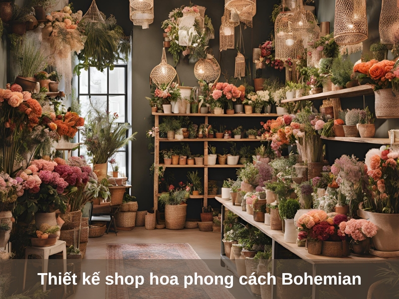 thiet ke shop hoa phong cach bohemian